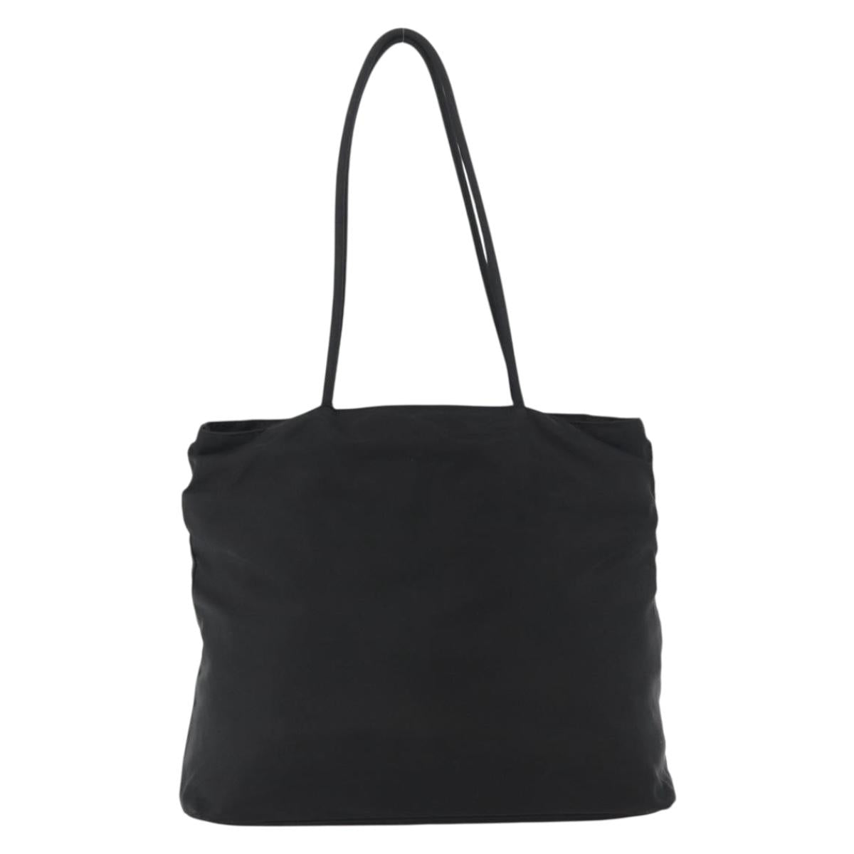 PRADA Tote Bag Nylon Black Silver Auth fm5142