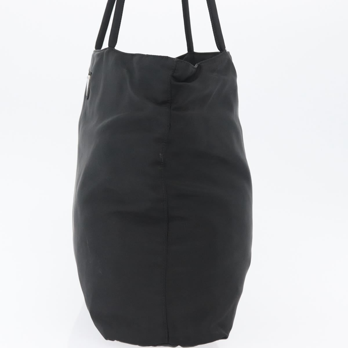 PRADA Tote Bag Nylon Black Silver Auth fm5142