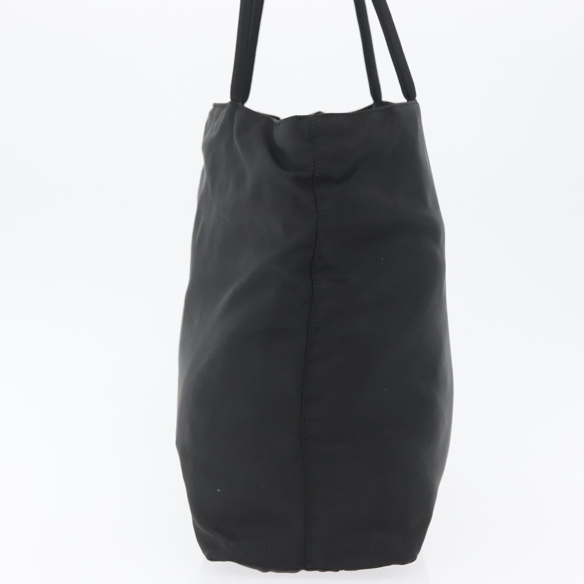PRADA Tote Bag Nylon Black Silver Auth fm5142