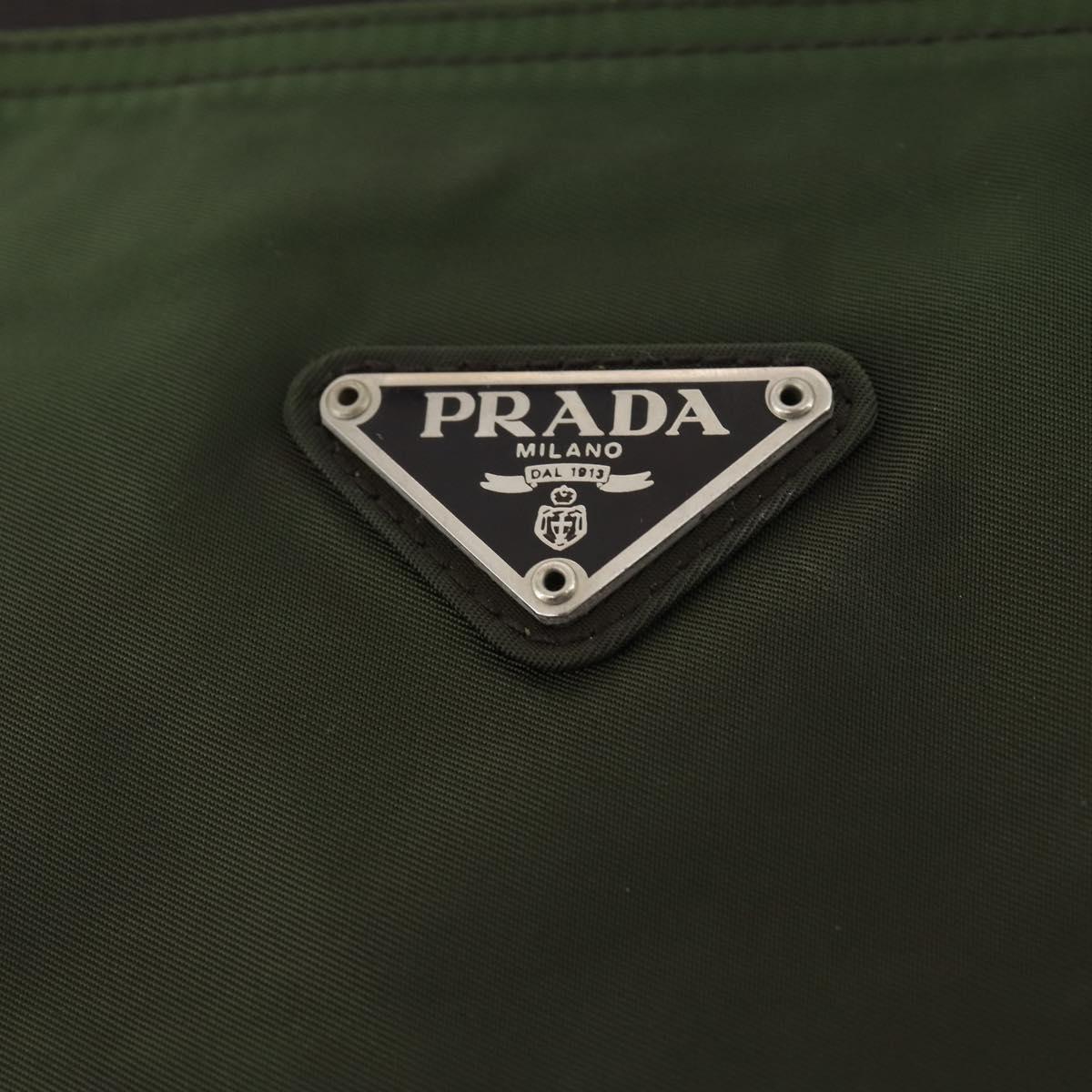 PRADA Shoulder Bag Nylon Green Silver Auth fm5146
