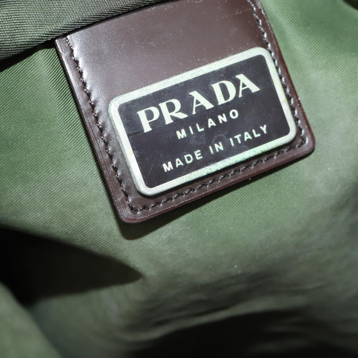 PRADA Shoulder Bag Nylon Green Silver Auth fm5146