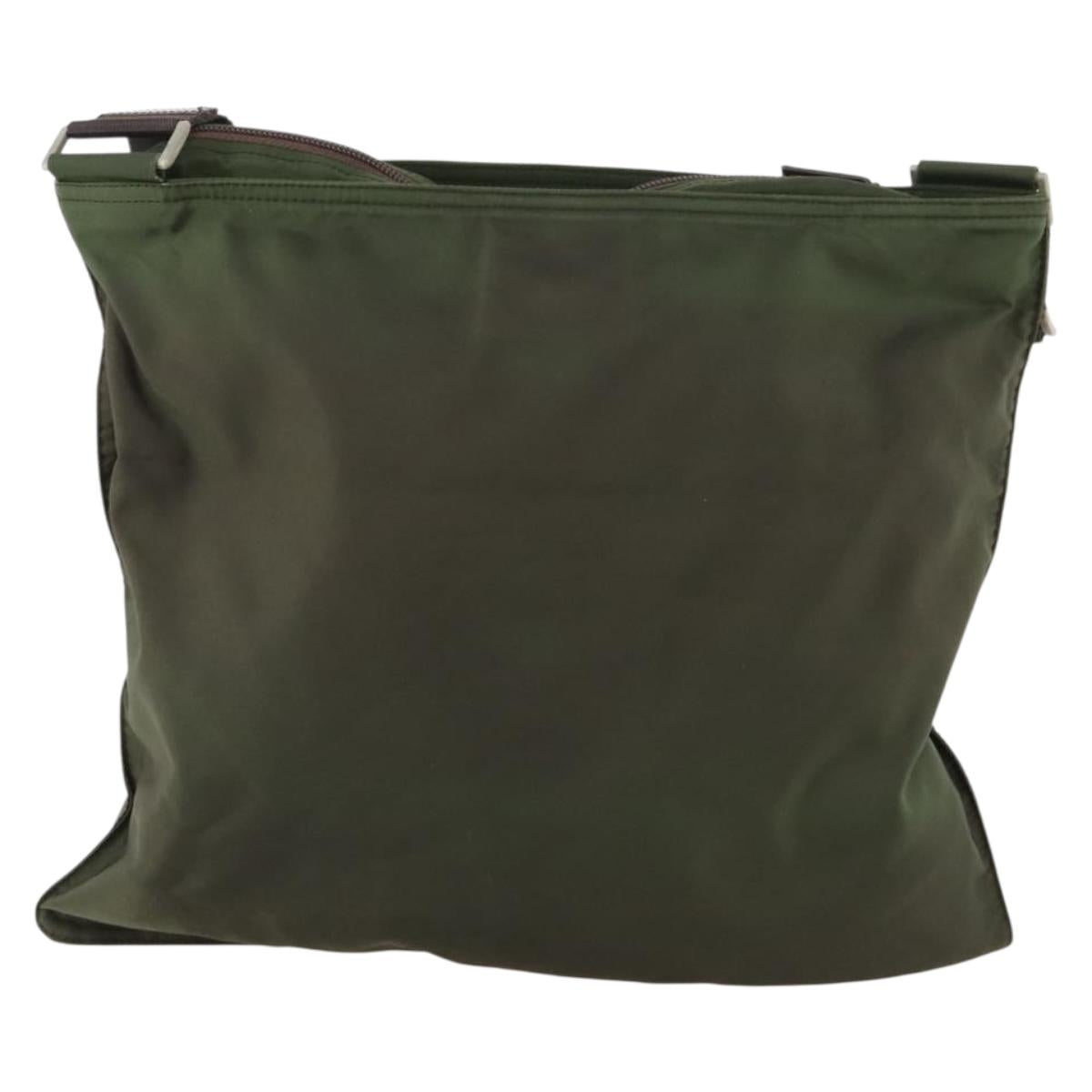 PRADA Shoulder Bag Nylon Green Silver Auth fm5146