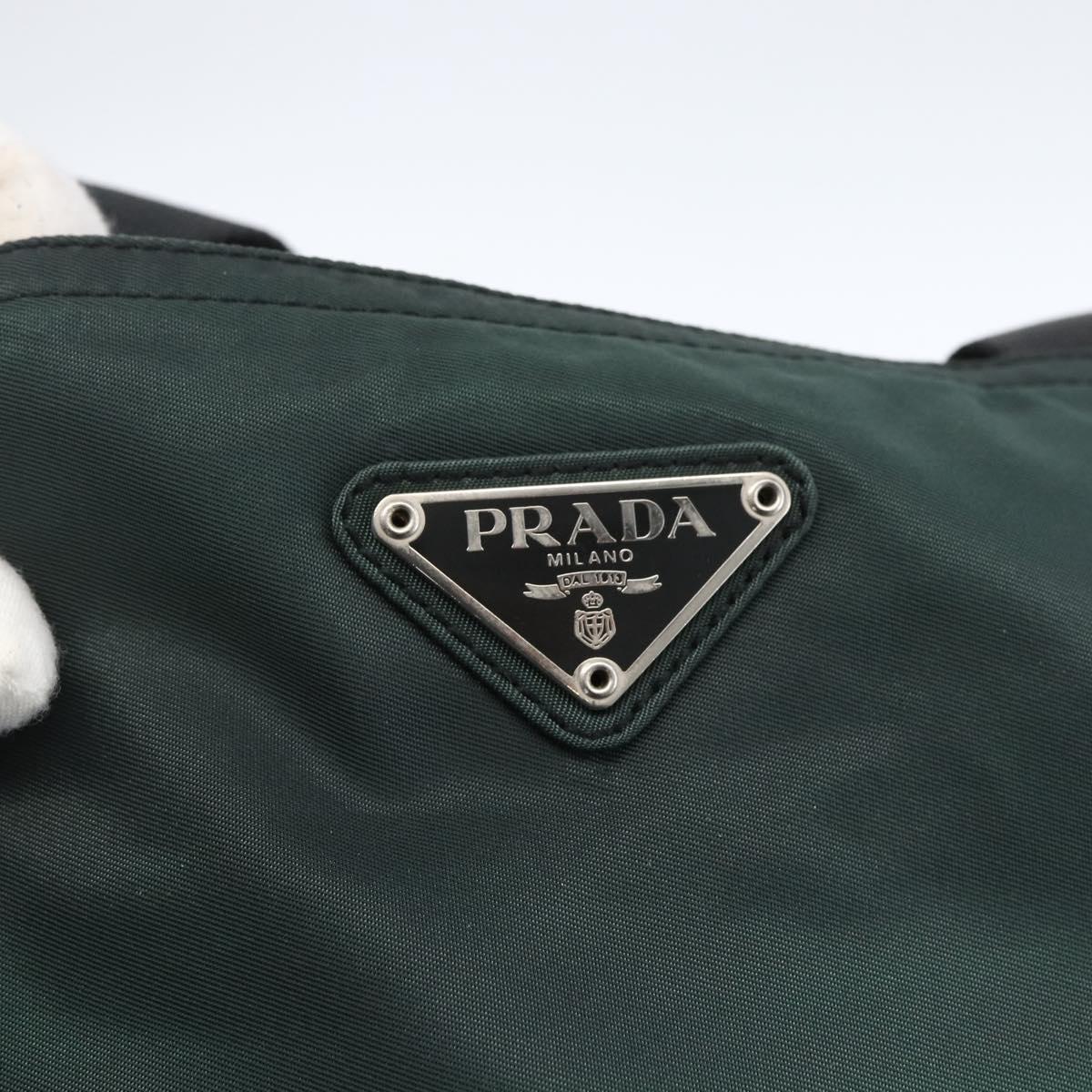 PRADA Tote Bag Nylon Green Silver Auth fm5147
