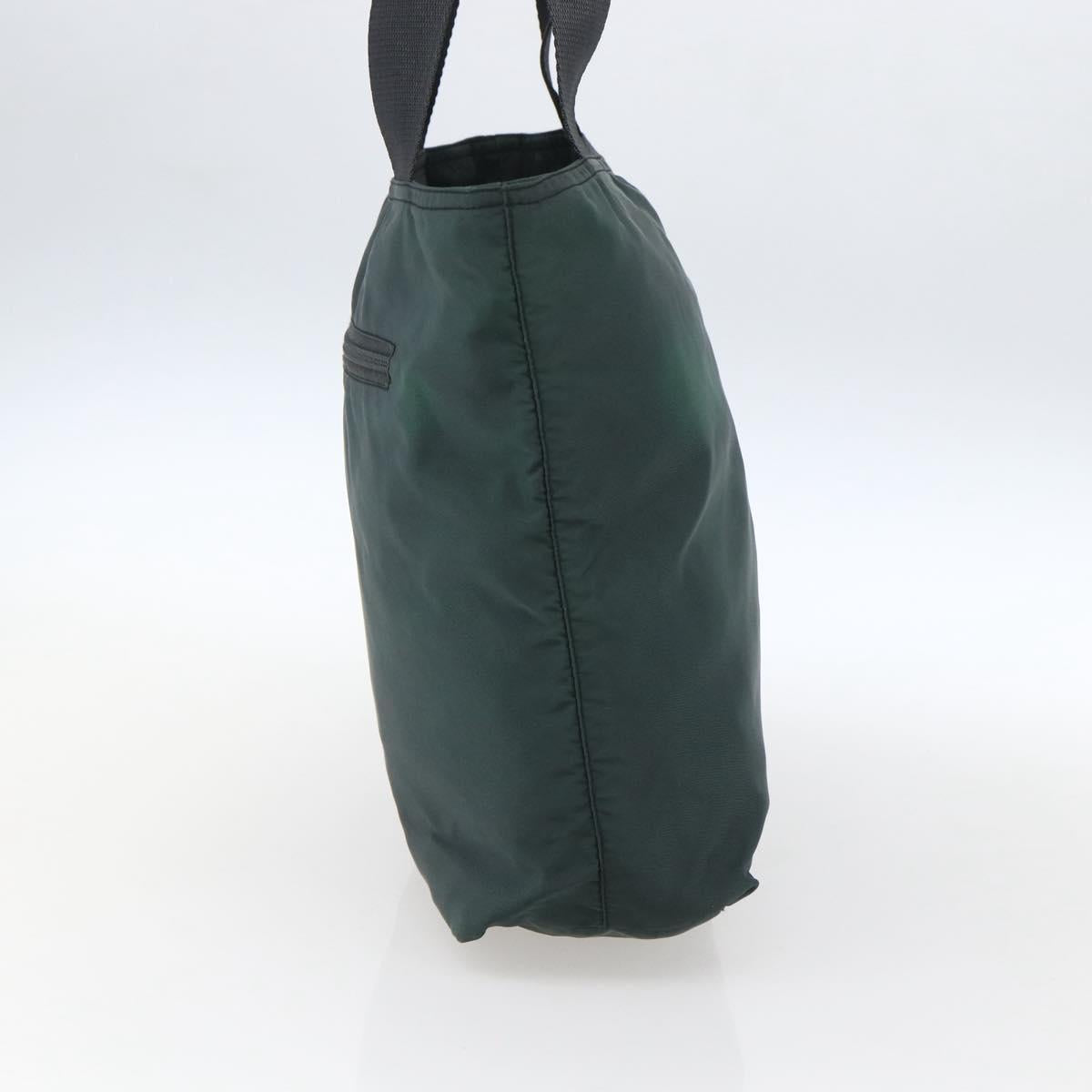 PRADA Tote Bag Nylon Green Silver Auth fm5147