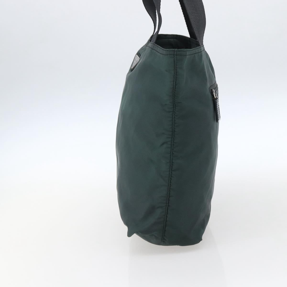 PRADA Tote Bag Nylon Green Silver Auth fm5147