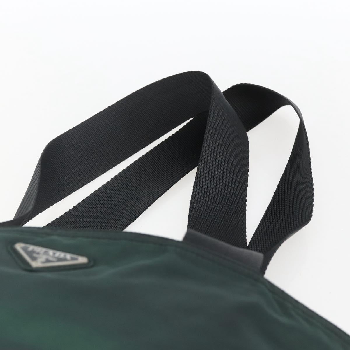 PRADA Tote Bag Nylon Green Silver Auth fm5147