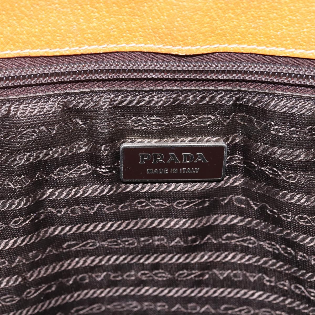 PRADA Hand Bag Canvas Leather Beige Silver Auth fm5148