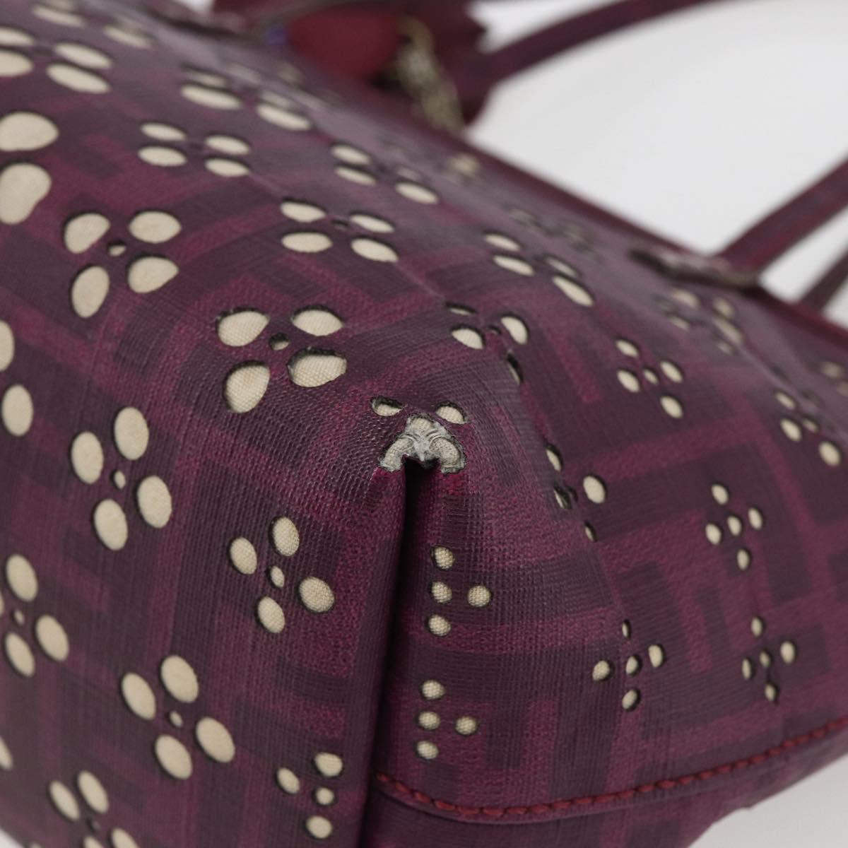 FENDI Zucca Canvas Hand Bag PVC Purple gold Auth fm5149