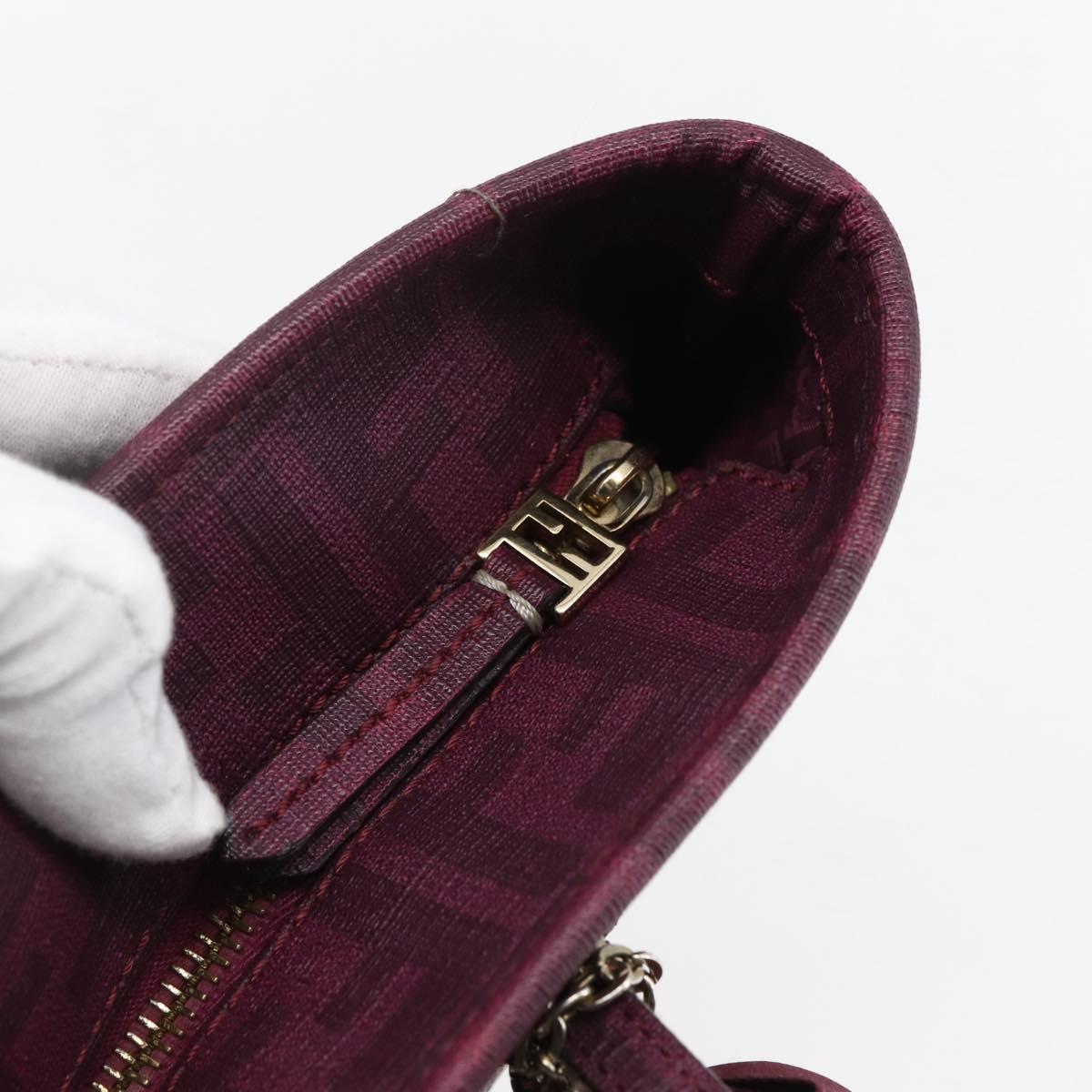 FENDI Zucca Canvas Hand Bag PVC Purple gold Auth fm5149