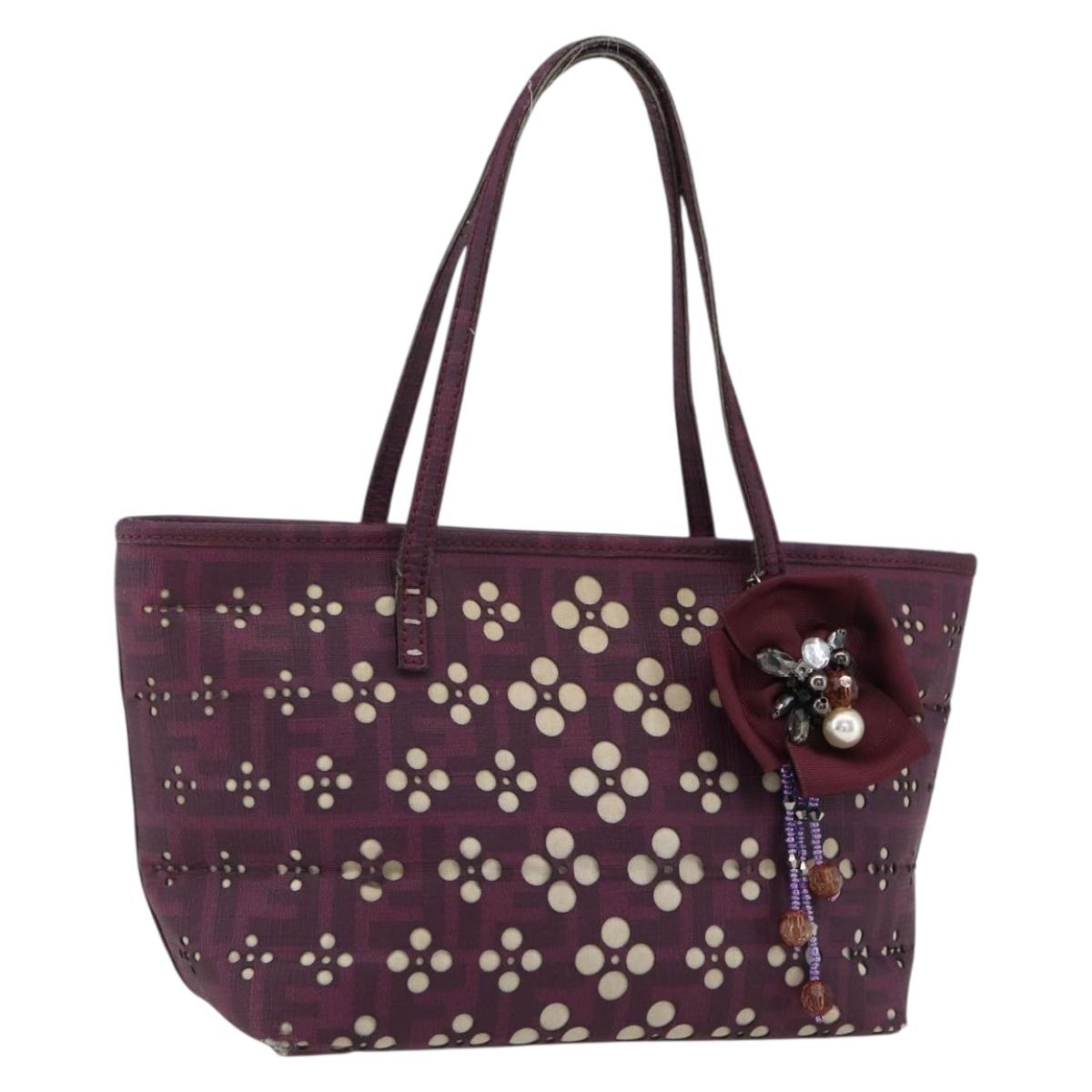 FENDI Zucca Canvas Hand Bag PVC Purple gold Auth fm5149
