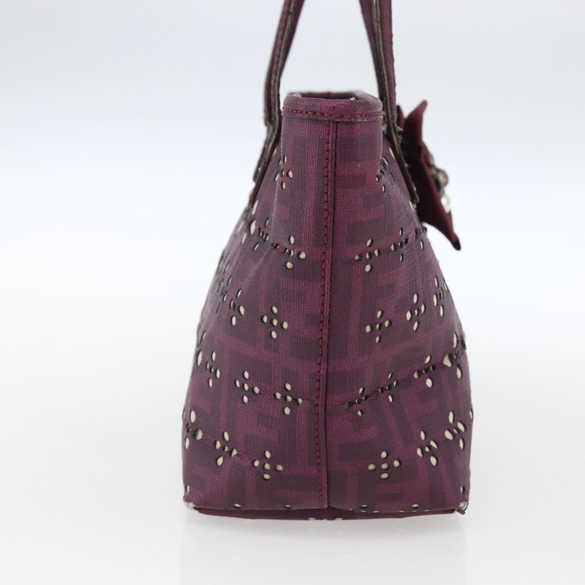 FENDI Zucca Canvas Hand Bag PVC Purple gold Auth fm5149