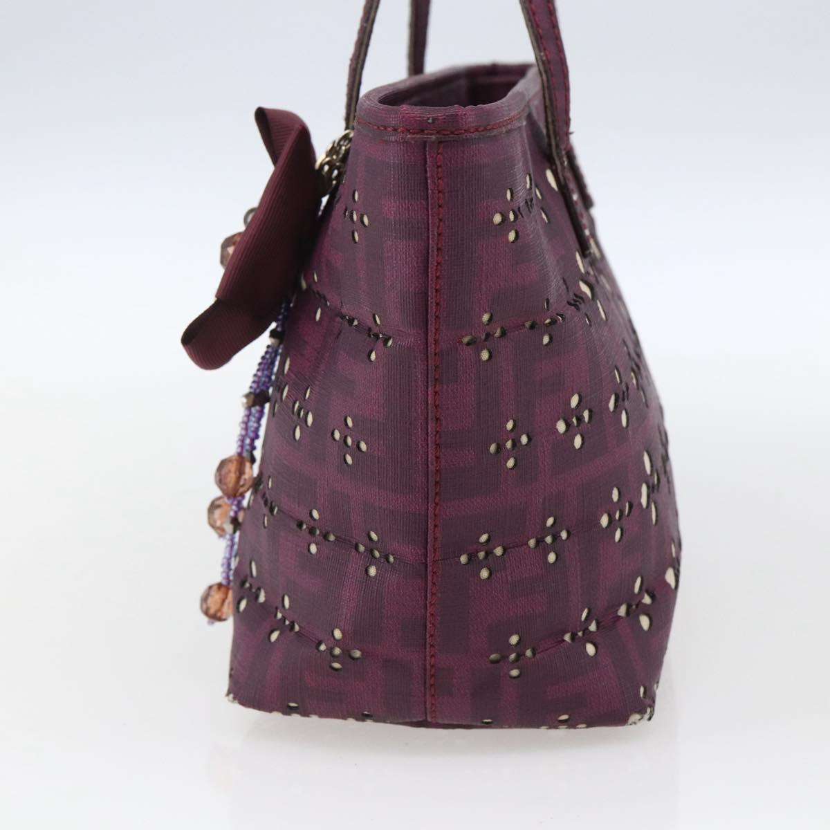 FENDI Zucca Canvas Hand Bag PVC Purple gold Auth fm5149