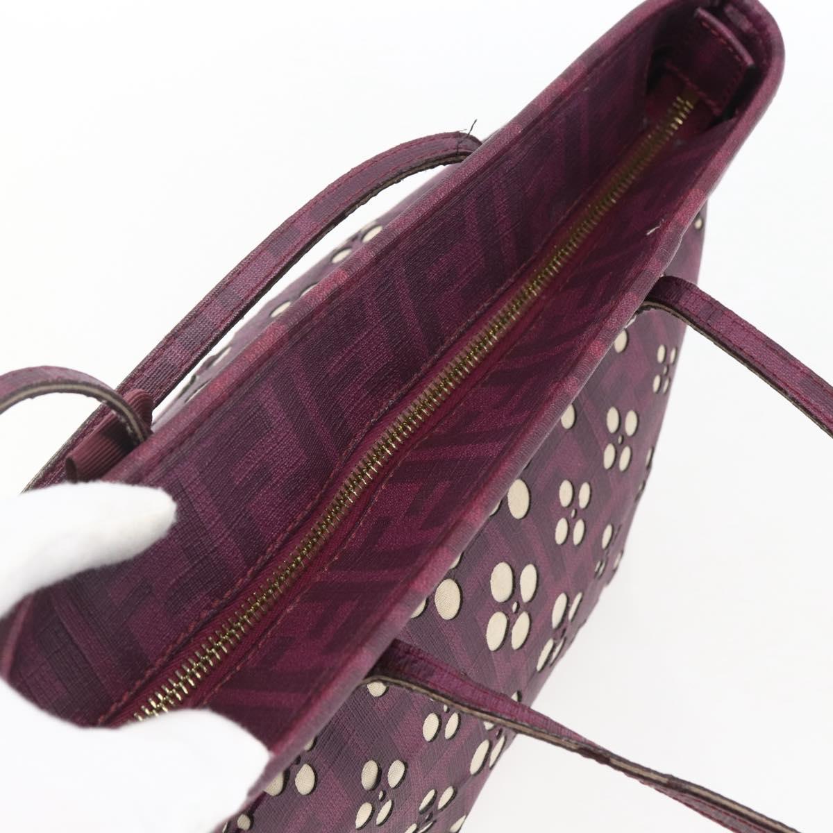 FENDI Zucca Canvas Hand Bag PVC Purple gold Auth fm5149