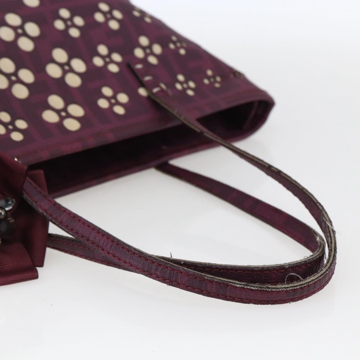 FENDI Zucca Canvas Hand Bag PVC Purple gold Auth fm5149