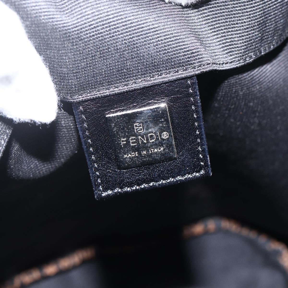 FENDI Hand Bag Nylon Black Gold Auth fm5150