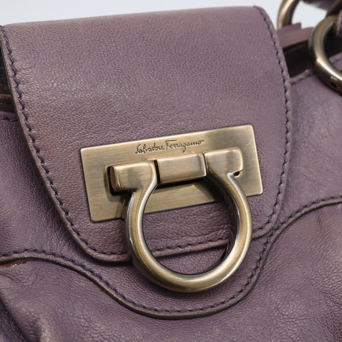 Salvatore Ferragamo Gancini Tote Bag Leather Purple Auth fm5151