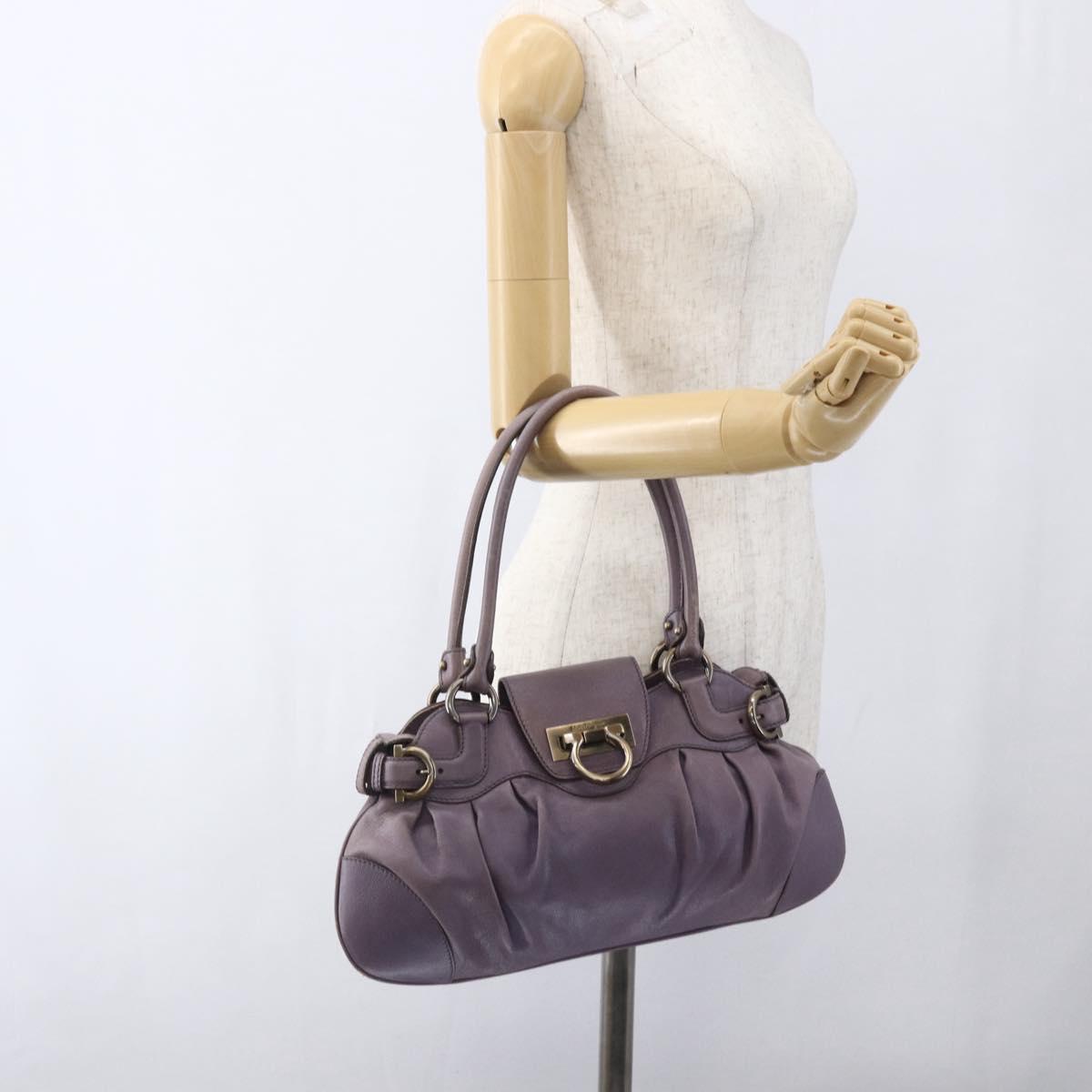 Salvatore Ferragamo Gancini Tote Bag Leather Purple Auth fm5151