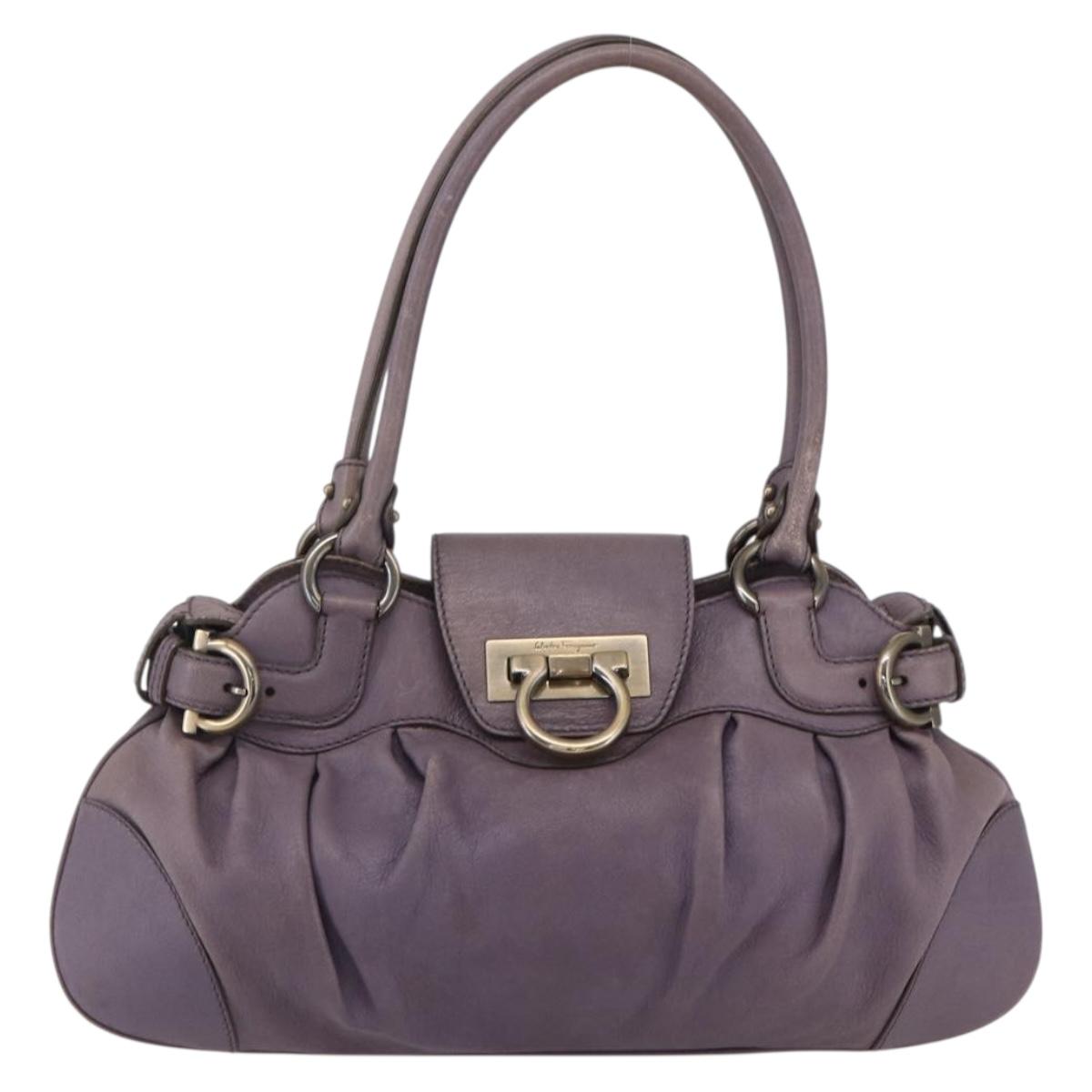 Salvatore Ferragamo Gancini Tote Bag Leather Purple Auth fm5151