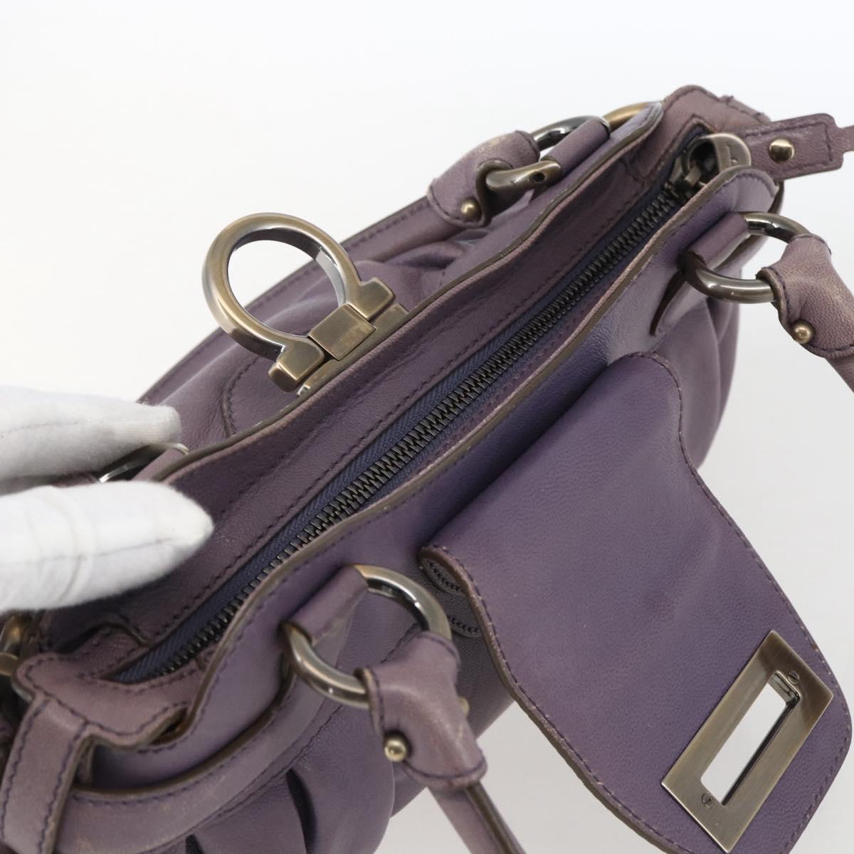 Salvatore Ferragamo Gancini Tote Bag Leather Purple Auth fm5151