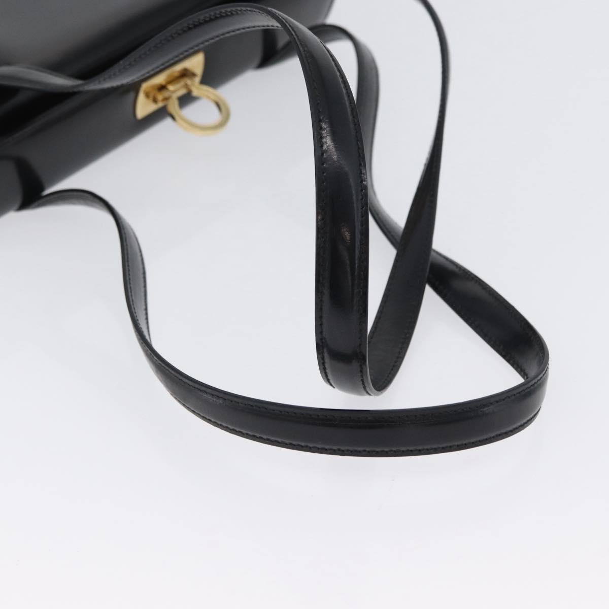Salvatore Ferragamo Gancini Tote Bag Leather Black Gold Auth fm5152