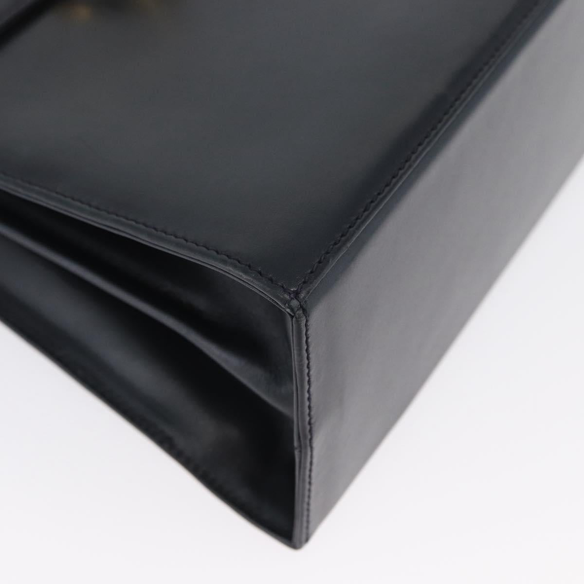 Salvatore Ferragamo Gancini Hand Bag Leather 2way Navy Gold Auth fm5153