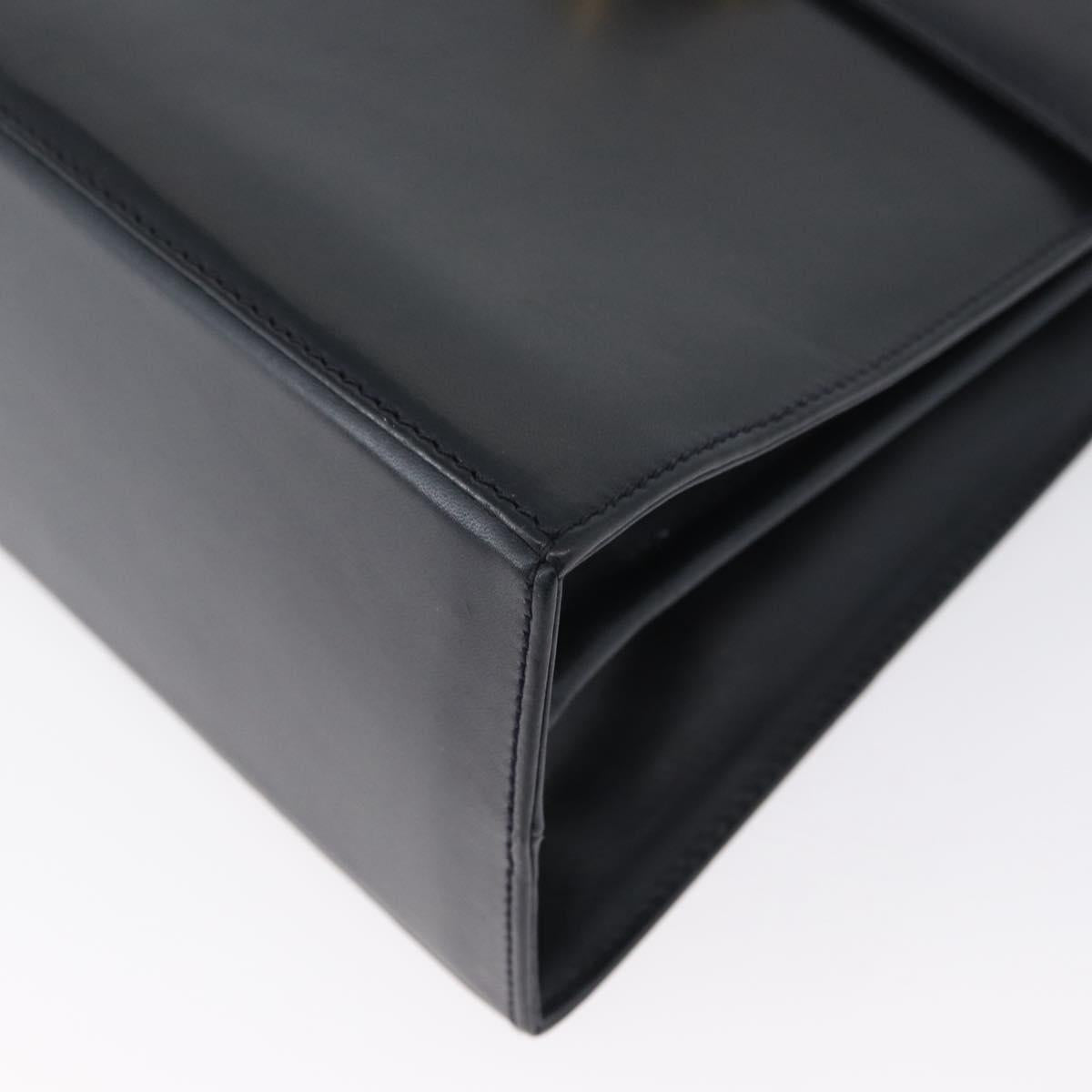 Salvatore Ferragamo Gancini Hand Bag Leather 2way Navy Gold Auth fm5153