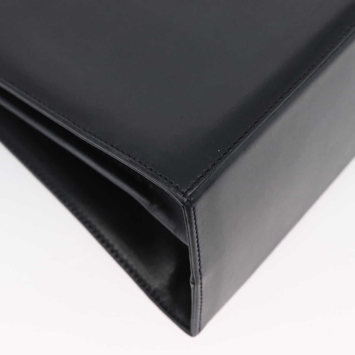 Salvatore Ferragamo Gancini Hand Bag Leather 2way Navy Gold Auth fm5153