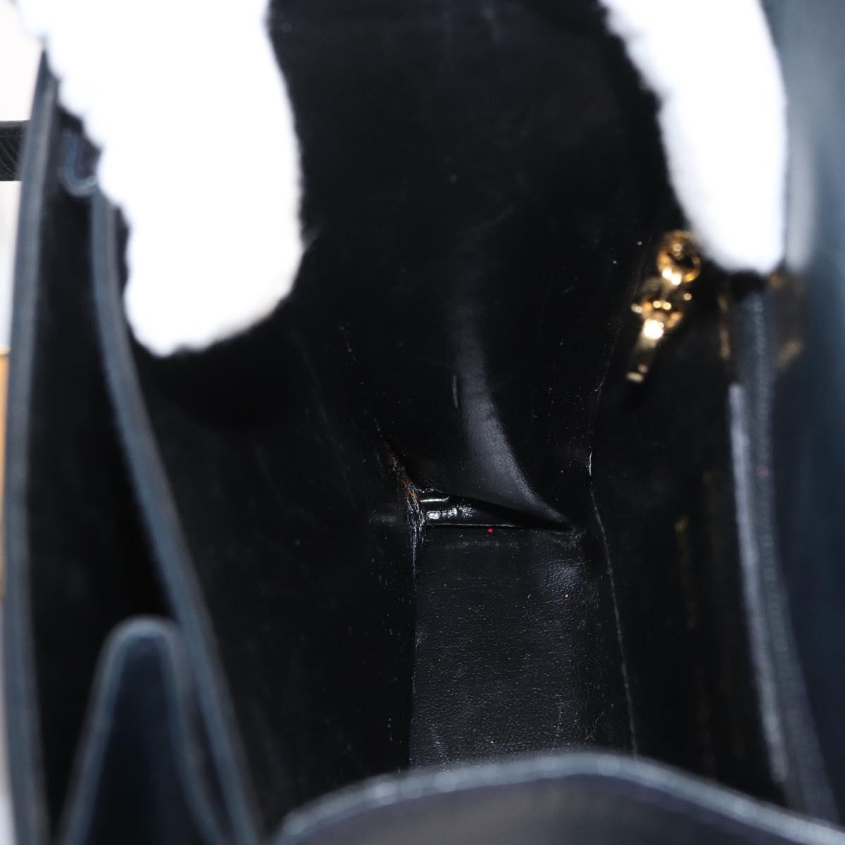 Salvatore Ferragamo Gancini Hand Bag Leather 2way Navy Gold Auth fm5153