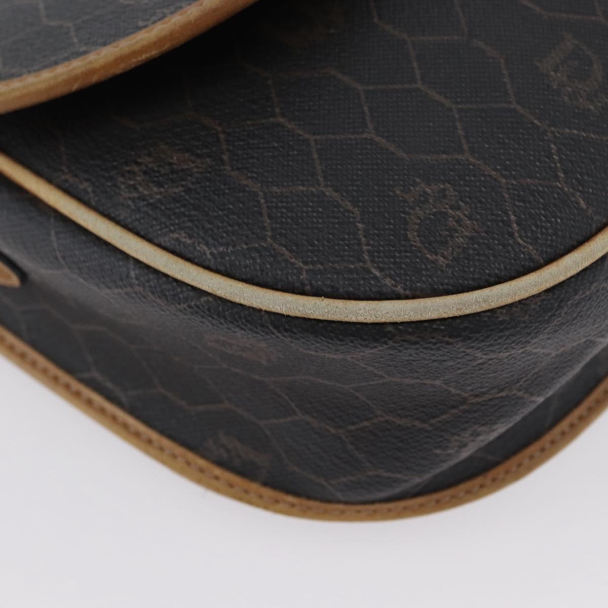 Christian Dior Honeycomb Canvas Shoulder Bag PVC Black Gold Auth fm5155