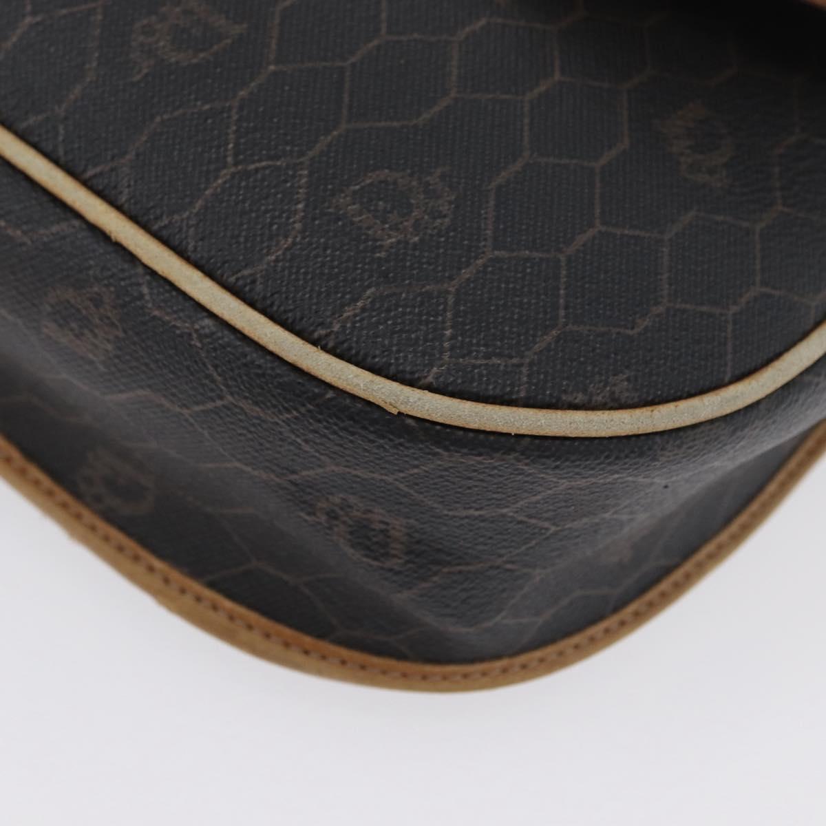Christian Dior Honeycomb Canvas Shoulder Bag PVC Black Gold Auth fm5155