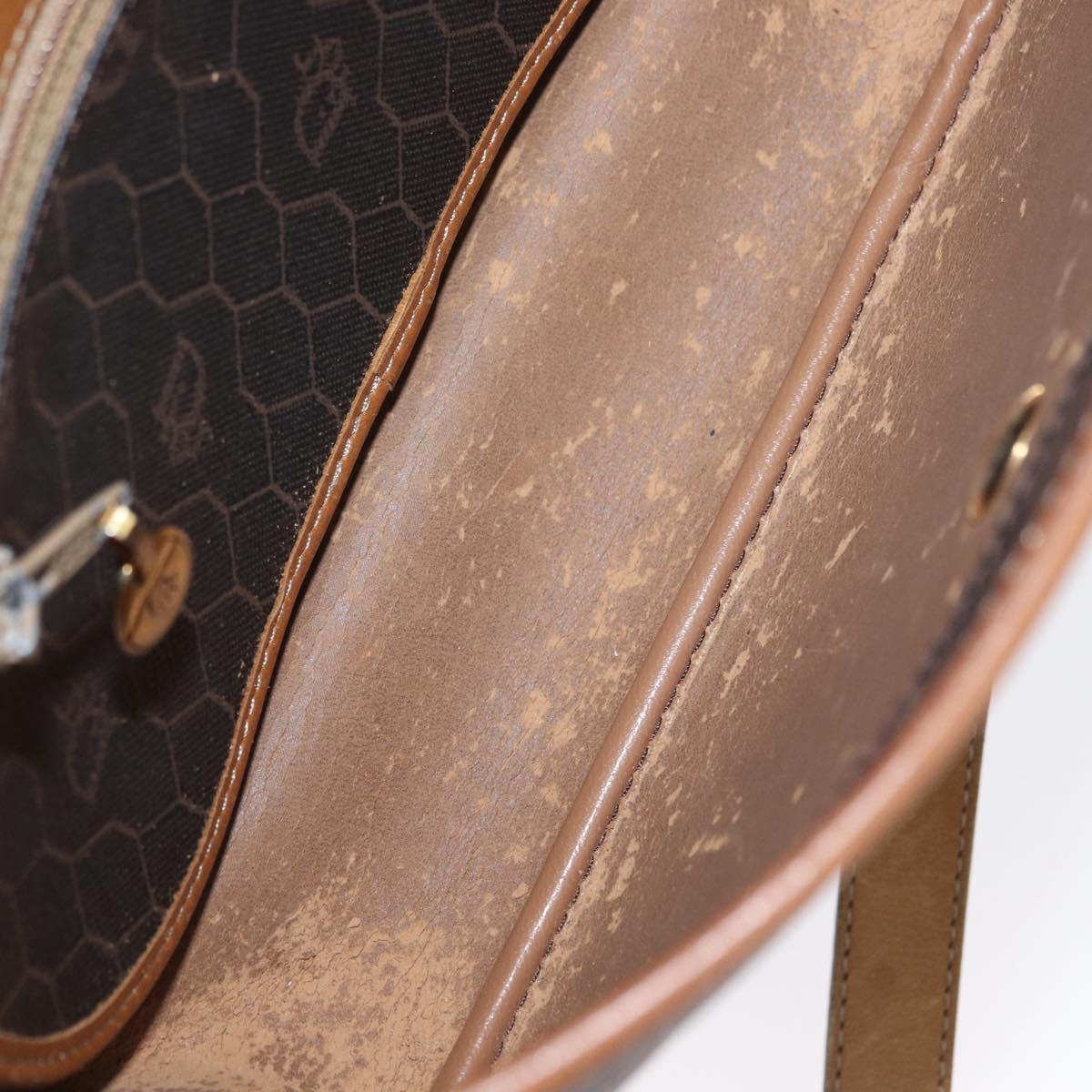 Christian Dior Honeycomb Canvas Shoulder Bag PVC Black Gold Auth fm5155