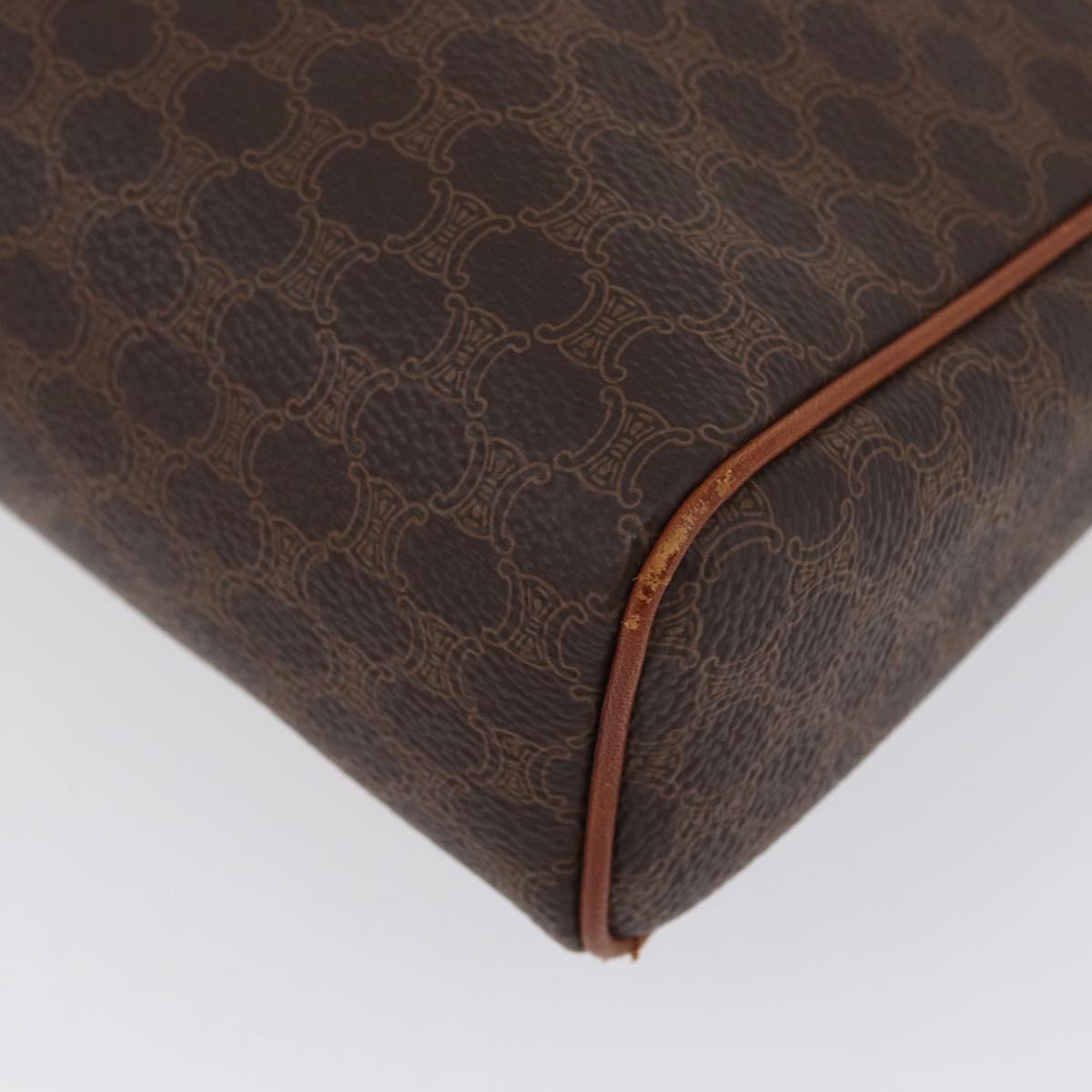 CELINE Macadam Canvas Pouch PVC Leather Brown Gold Auth fm5156