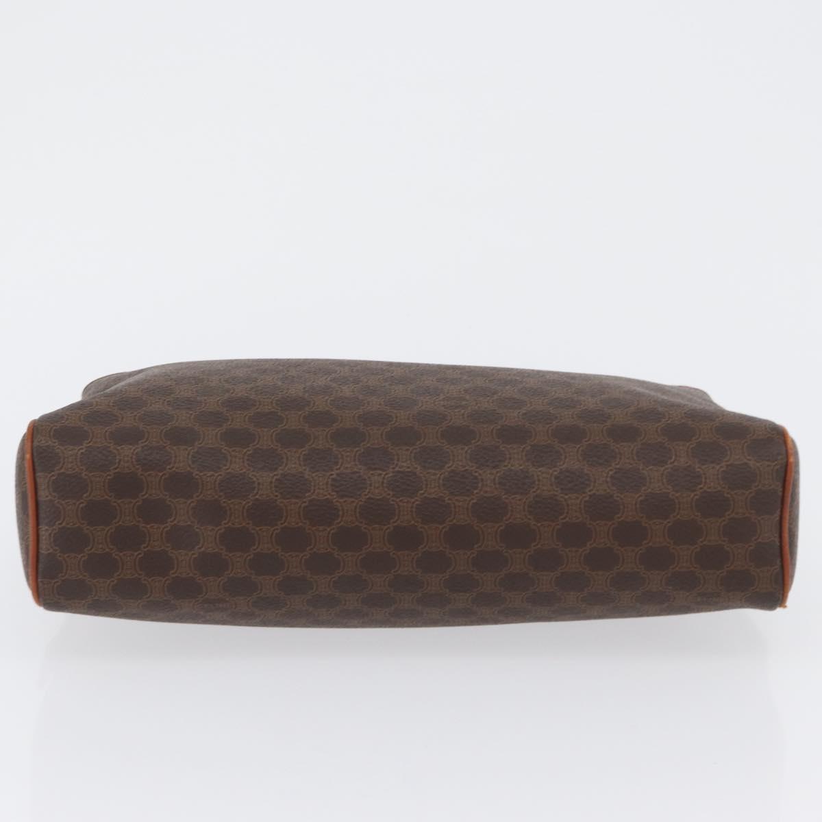 CELINE Macadam Canvas Pouch PVC Leather Brown Gold Auth fm5156