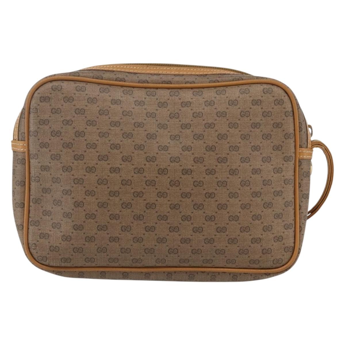 GUCCI Micro GG Supreme Clutch Bag PVC Beige Gold 014 58 0097 Auth fm5160