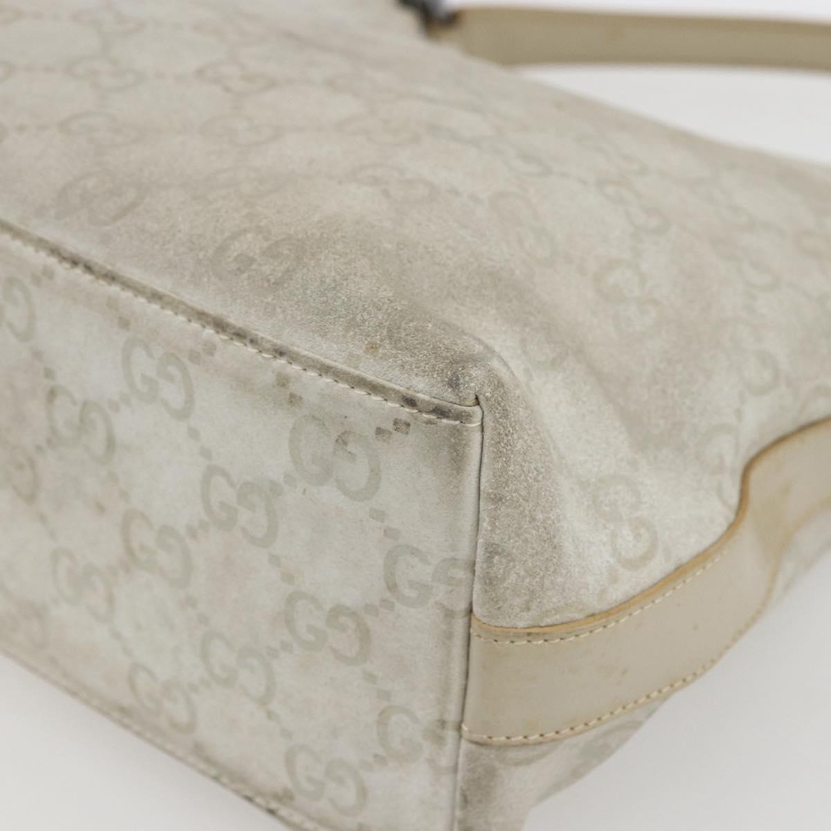 GUCCI GG Canvas Guccissima Bag Suede Light Beige Silver 000 0602 Auth fm5161