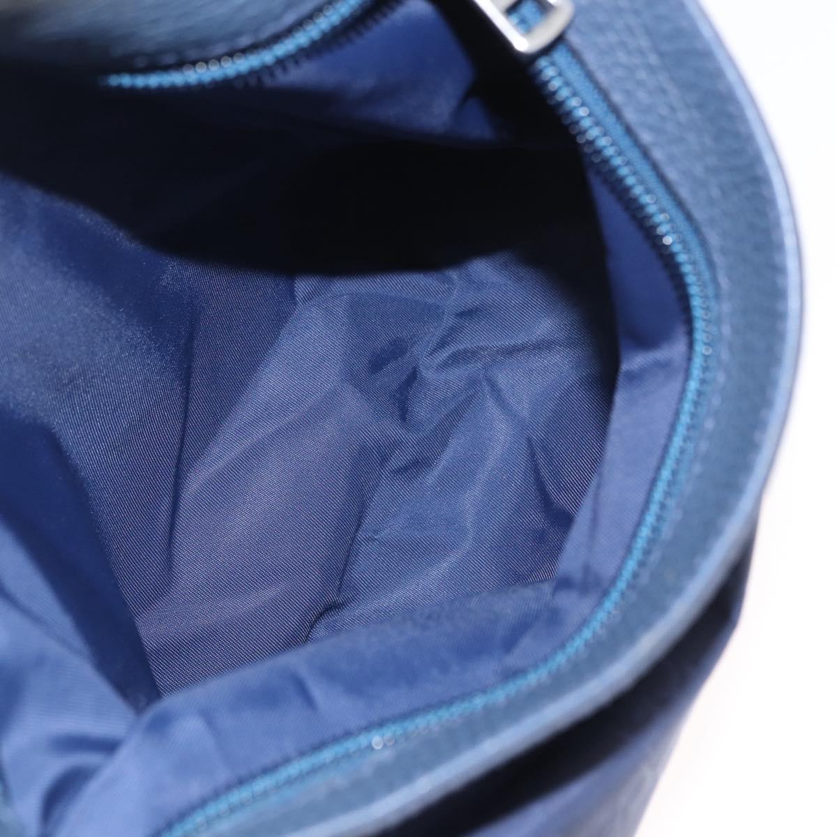 GUCCI GG Canvas Shoulder Bag Nylon Leather Blue Silver 510342 Auth fm5162