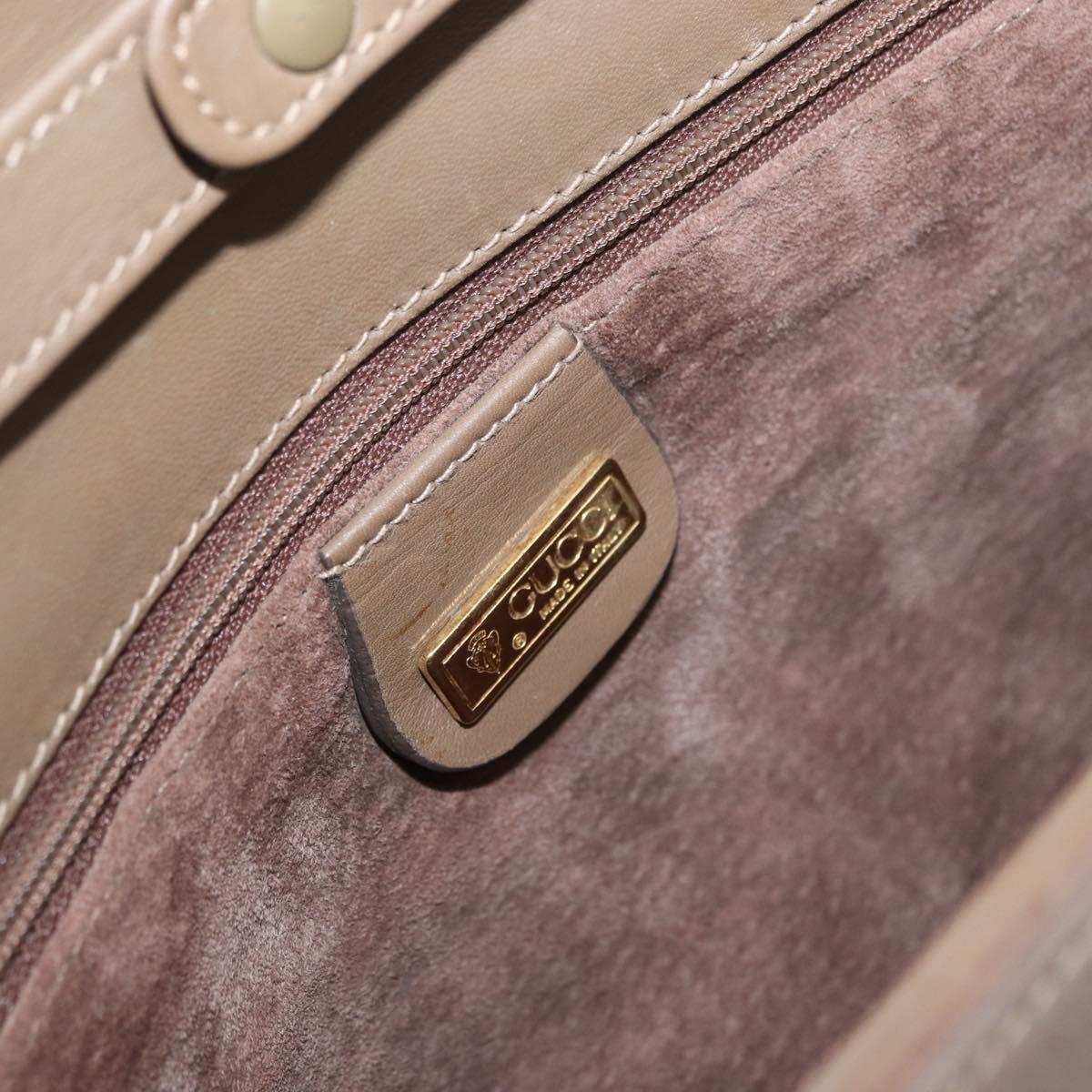 GUCCI Shoulder Bag Leather Beige Gold Auth fm5163