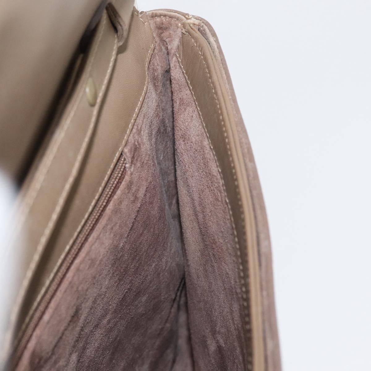 GUCCI Shoulder Bag Leather Beige Gold Auth fm5163