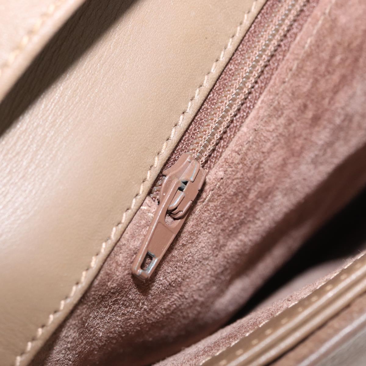 GUCCI Shoulder Bag Leather Beige Gold Auth fm5163