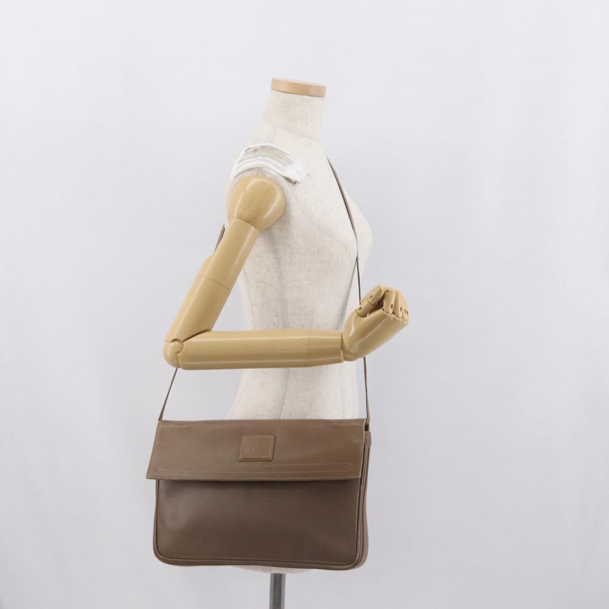 GUCCI Shoulder Bag Leather Beige Gold Auth fm5163