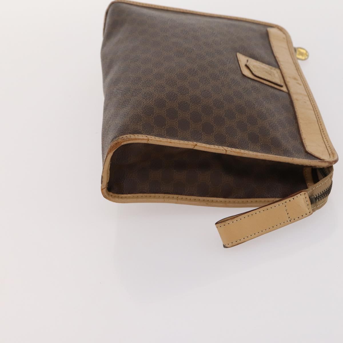 CELINE Macadam Canvas Bag PVC Leather 3 Set Brown Beige Auth fm5164