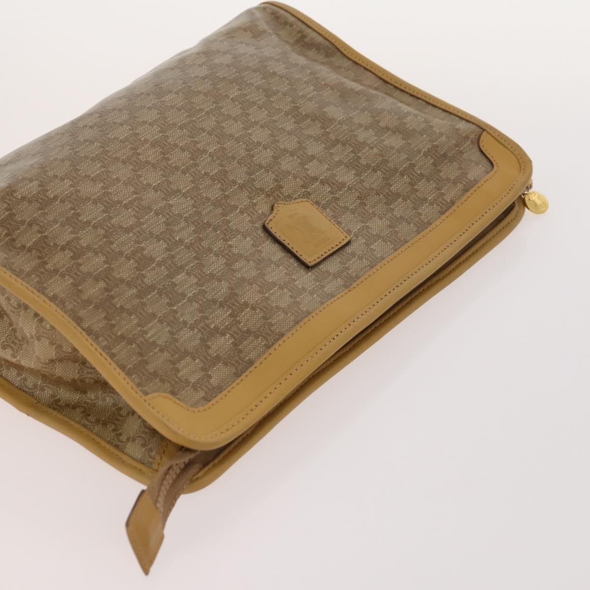 CELINE Macadam Canvas Bag PVC Leather 3 Set Brown Beige Auth fm5164