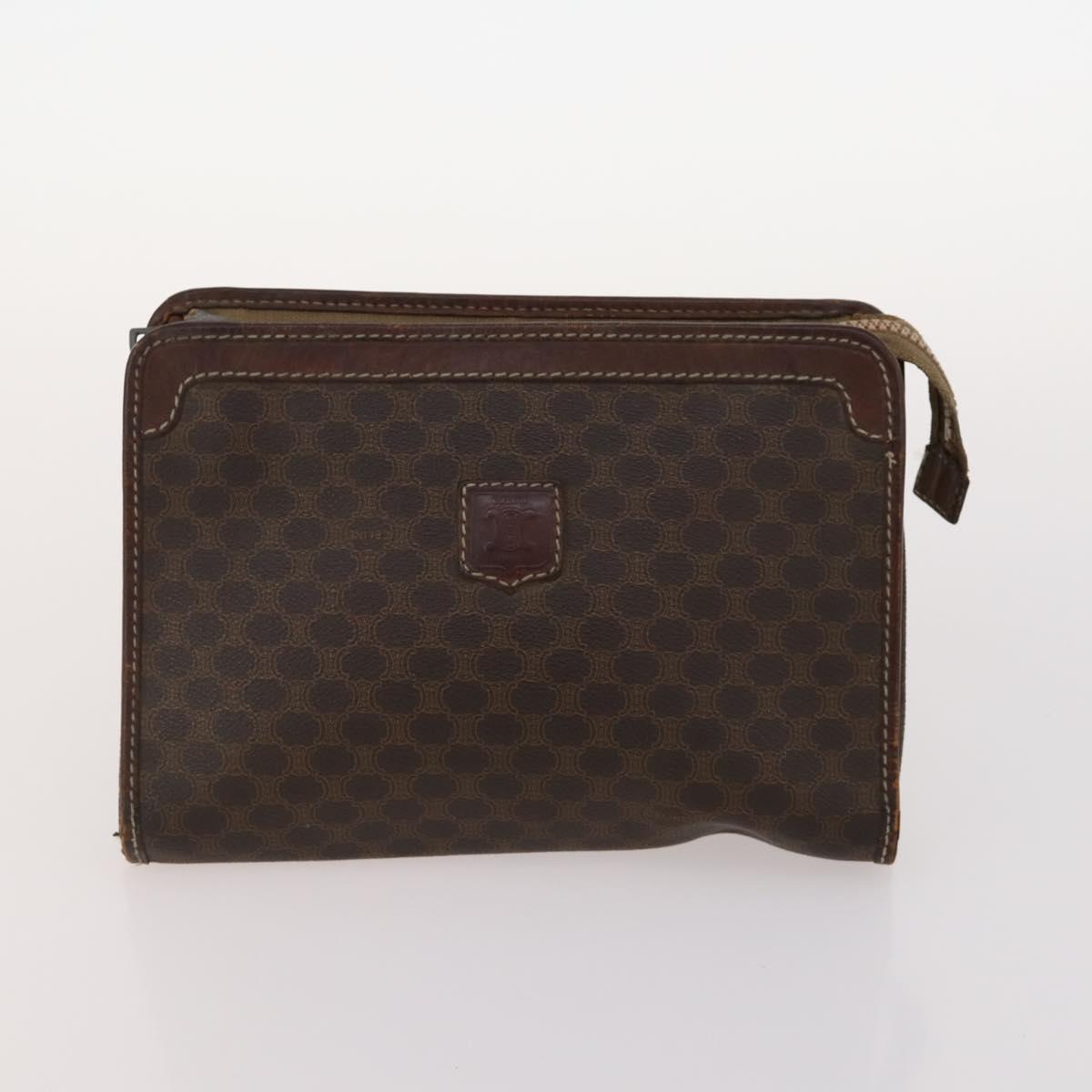 CELINE Macadam Canvas Bag PVC Leather 3 Set Brown Beige Auth fm5164
