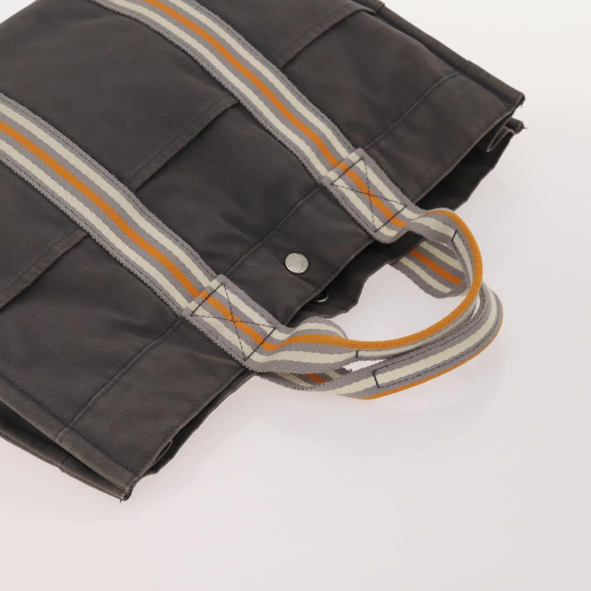 HERMES Fourre Tout Hand Bag Canvas 3 Set Orange Gray black Auth fm5167
