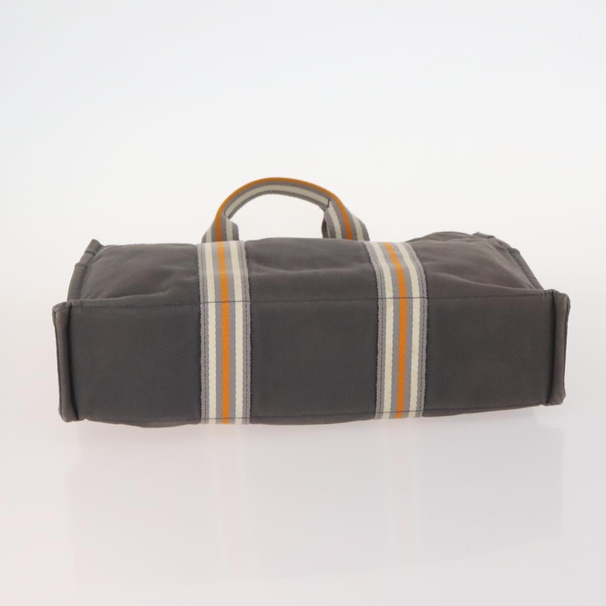 HERMES Fourre Tout Hand Bag Canvas 3 Set Orange Gray black Auth fm5167