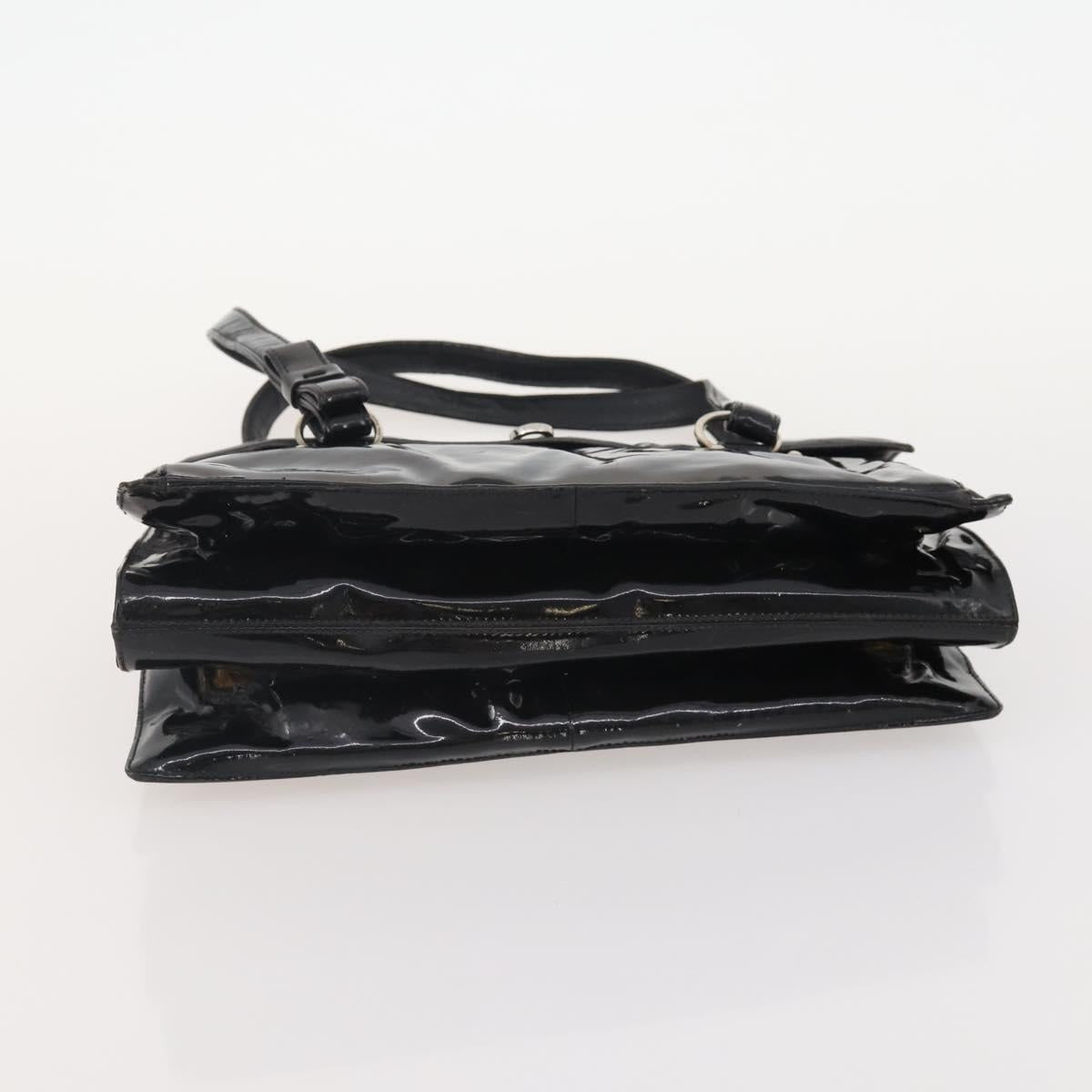 Salvatore Ferragamo Gancini Bag Patent Leather 3 Set Black Beige Auth fm5168