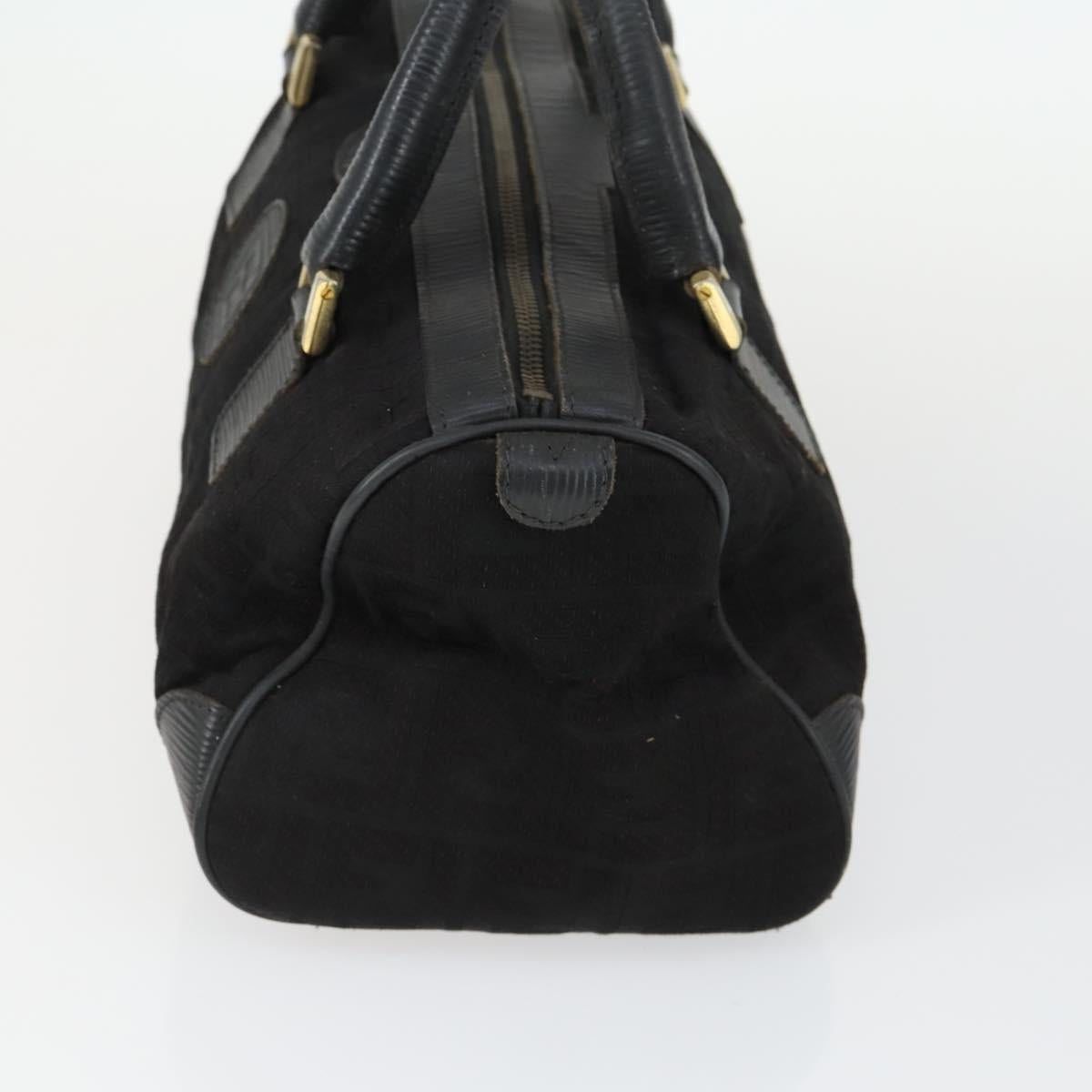 FENDI Zucchino Zucca Bag Nylon Leather PVC Canvas 2 Set Black Brown Auth fm5169