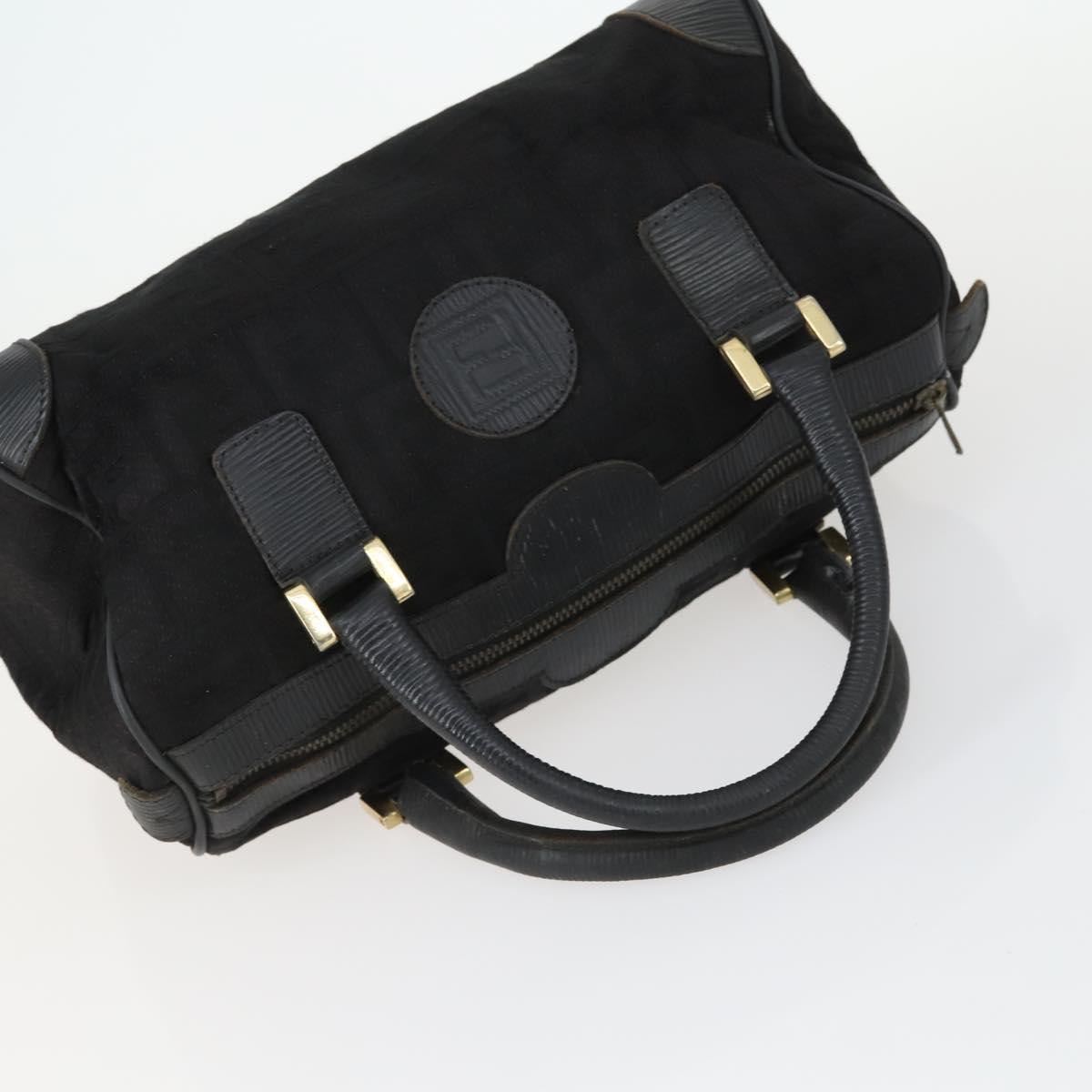 FENDI Zucchino Zucca Bag Nylon Leather PVC Canvas 2 Set Black Brown Auth fm5169