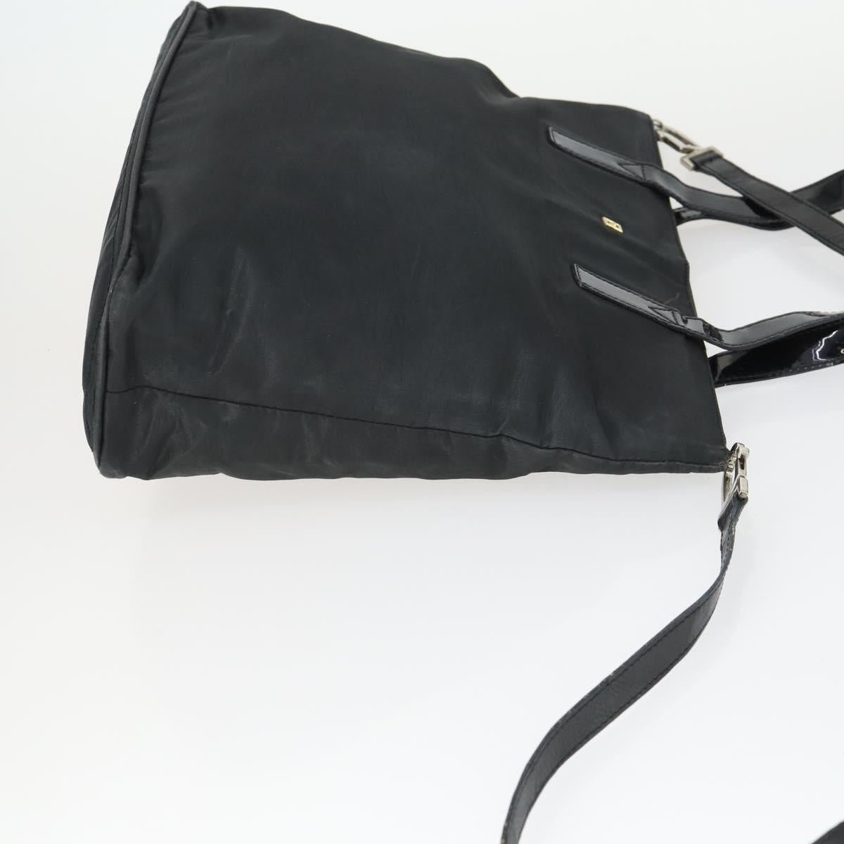 FENDI Zucchino Zucca Bag Nylon Leather PVC Canvas 2 Set Black Brown Auth fm5169