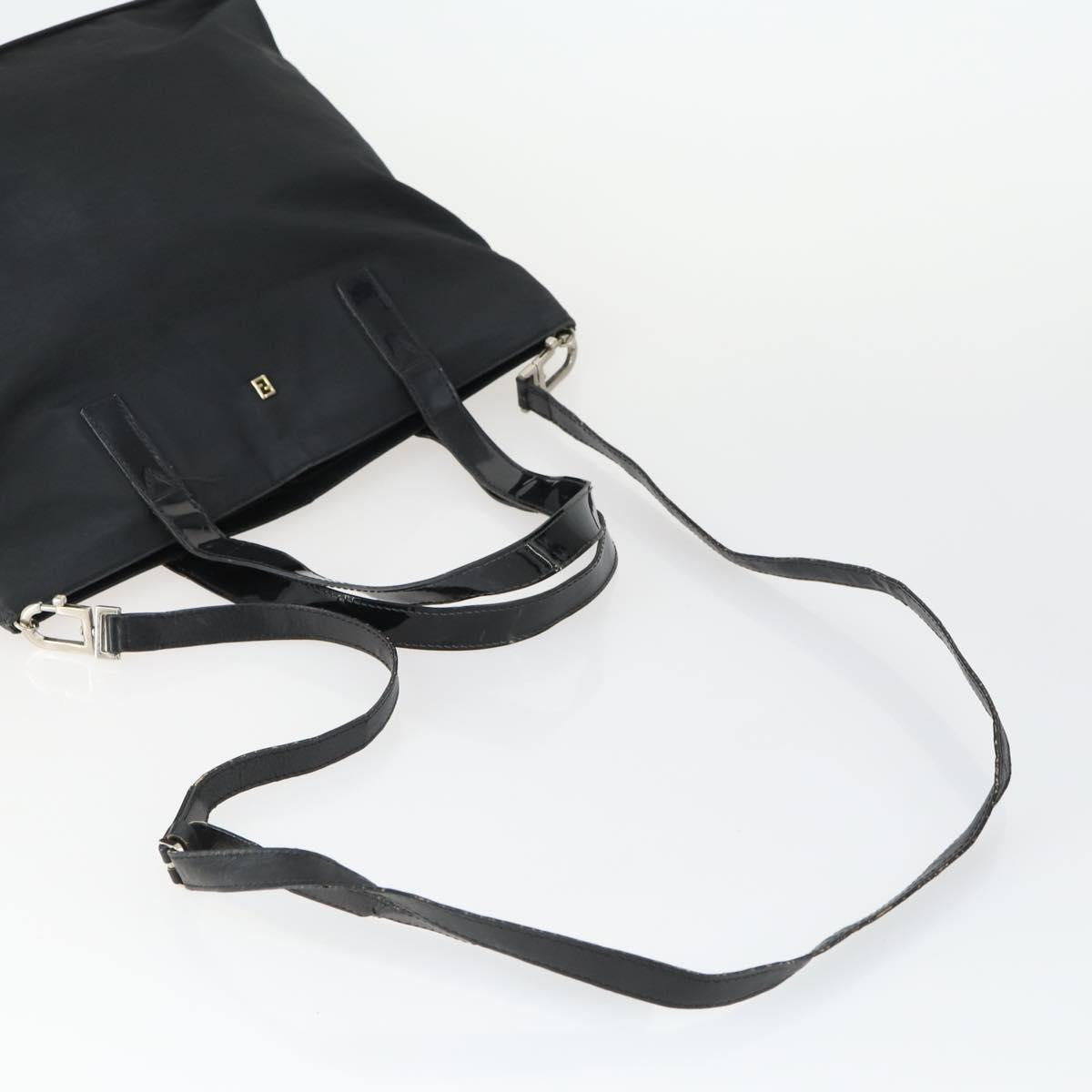 FENDI Zucchino Zucca Bag Nylon Leather PVC Canvas 2 Set Black Brown Auth fm5169